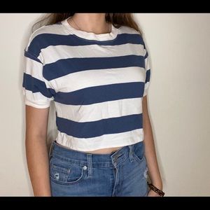 Blue and White Striped Crop Top